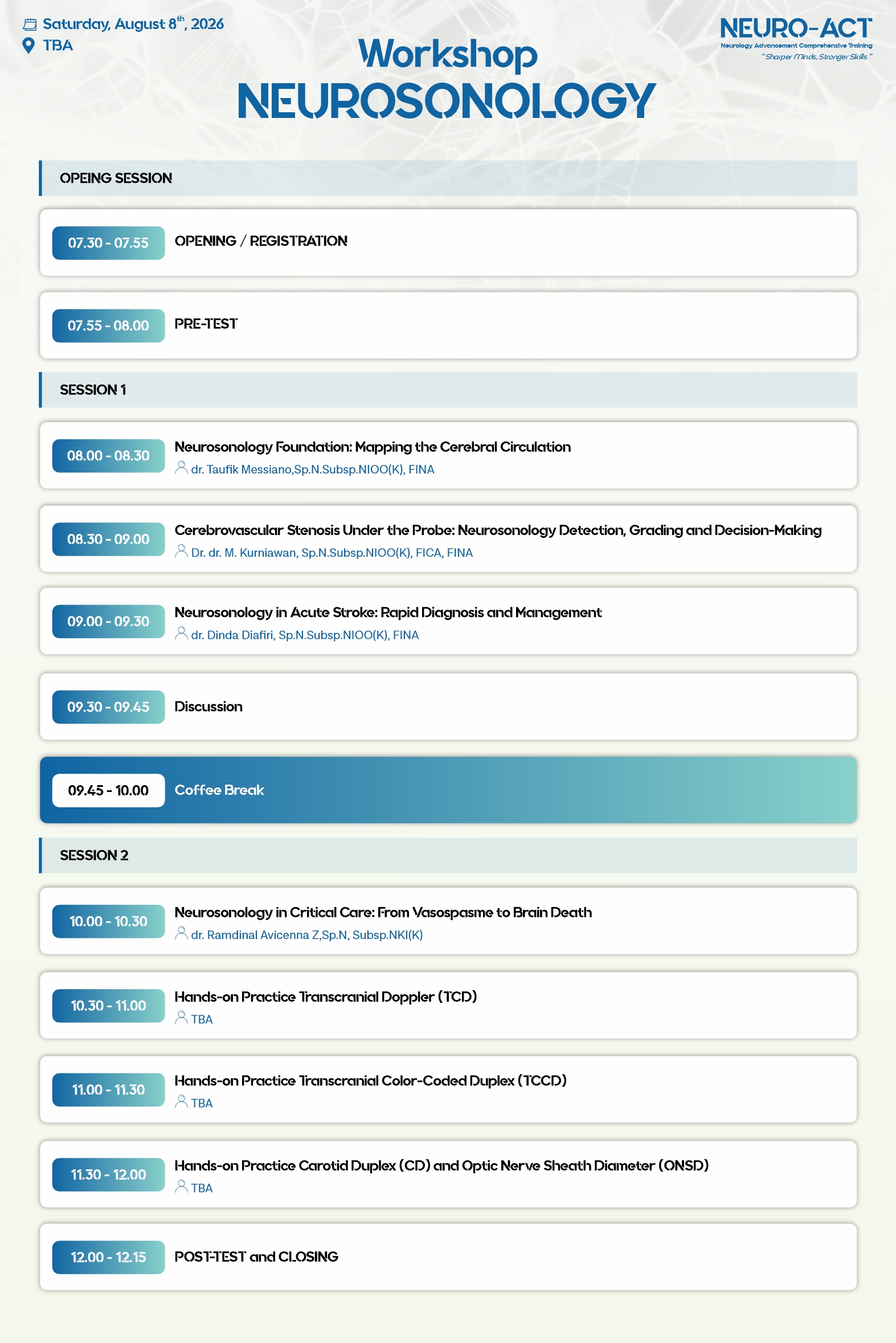 Neurosonology Schedule